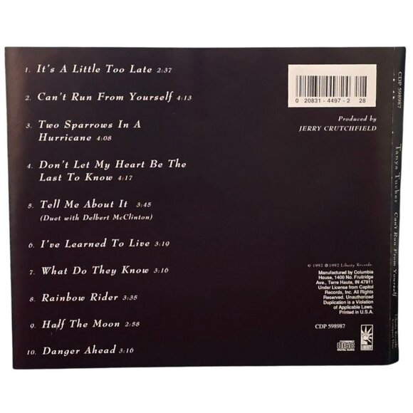 Tanya Tucker "Cant Run From Yourself" 1992 Music CD Album  37439ccd - Picture 3 of 3